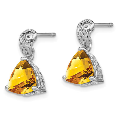 Sterling Silver Rhodium-plated Citrine Earrings