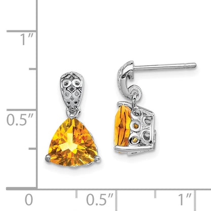 Sterling Silver Rhodium-plated Citrine Earrings