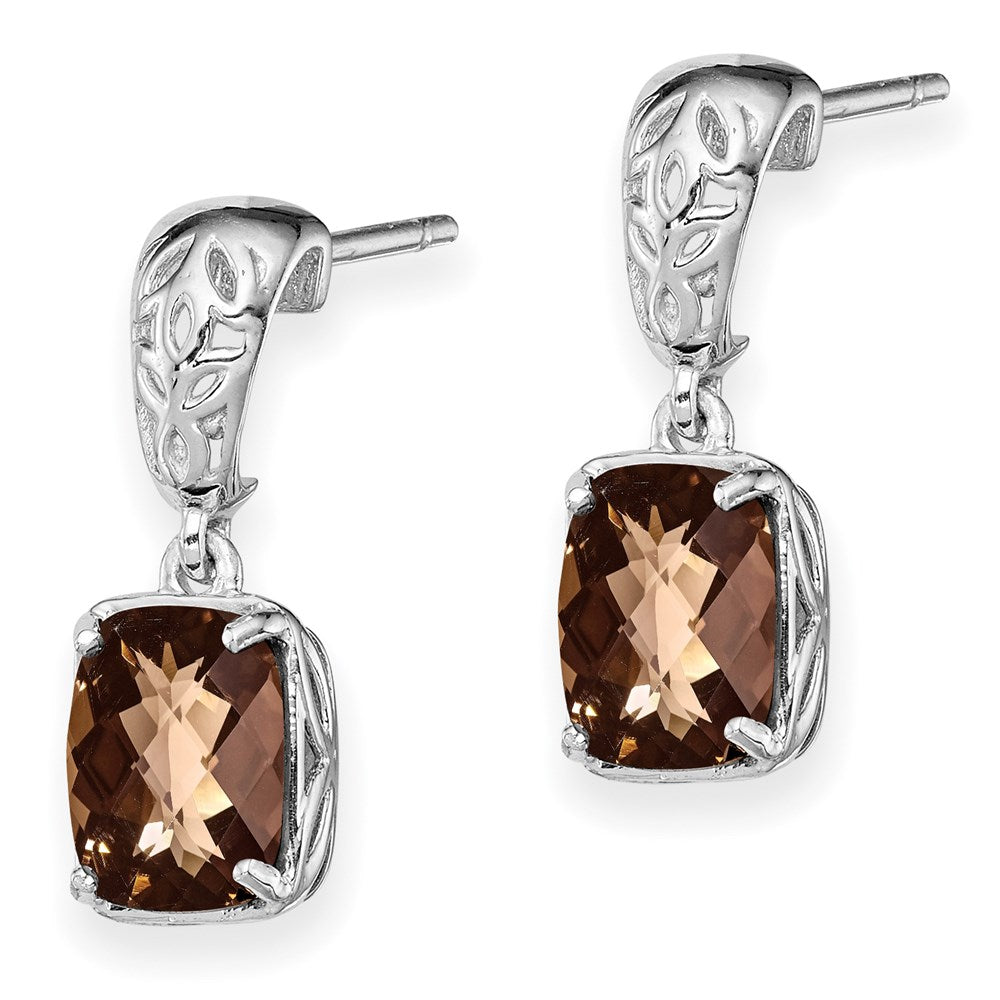 Sterling Silver Rhodium-plated Smoky Quartz Earrings