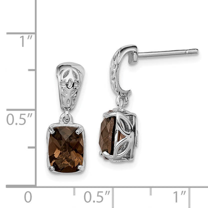 Sterling Silver Rhodium-plated Smoky Quartz Earrings