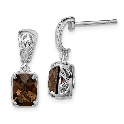 Sterling Silver Rhodium-plated Smoky Quartz Earrings