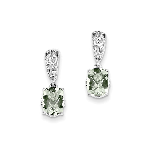 Sterling Silver Green Quartz Earrings