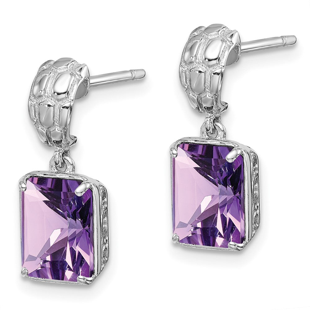 Sterling Silver Rhodium-plated Amethyst Earrings
