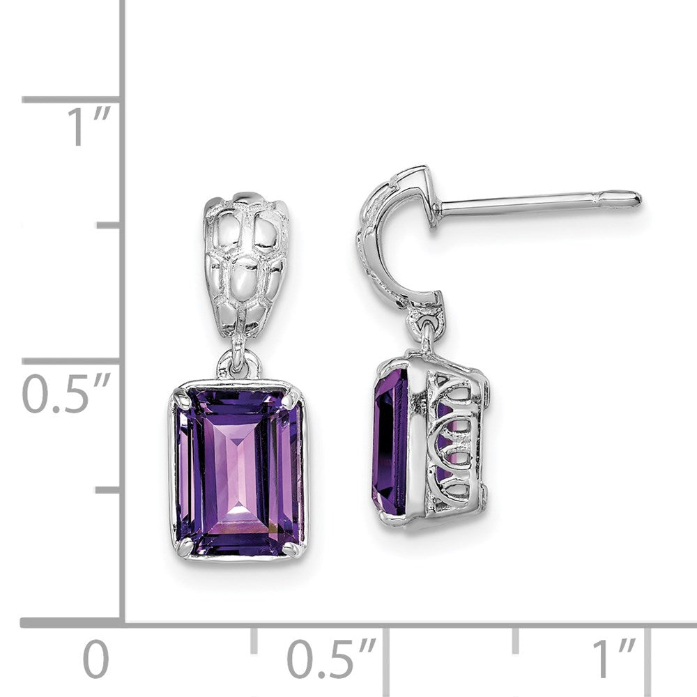 Sterling Silver Rhodium-plated Amethyst Earrings