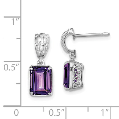 Sterling Silver Rhodium-plated Amethyst Earrings
