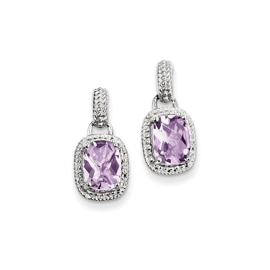 Sterling Silver Pink Quartz Earrings
