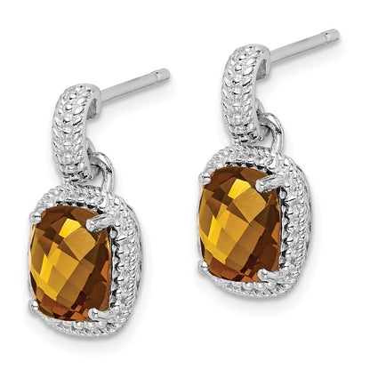 Sterling Silver Rhodium-plated Whiskey Quartz Earrings