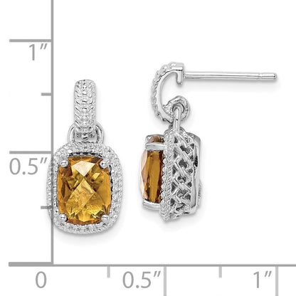 Sterling Silver Rhodium-plated Whiskey Quartz Earrings