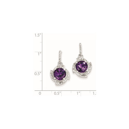 Sterling Silver Amethyst and Diamond Earrings