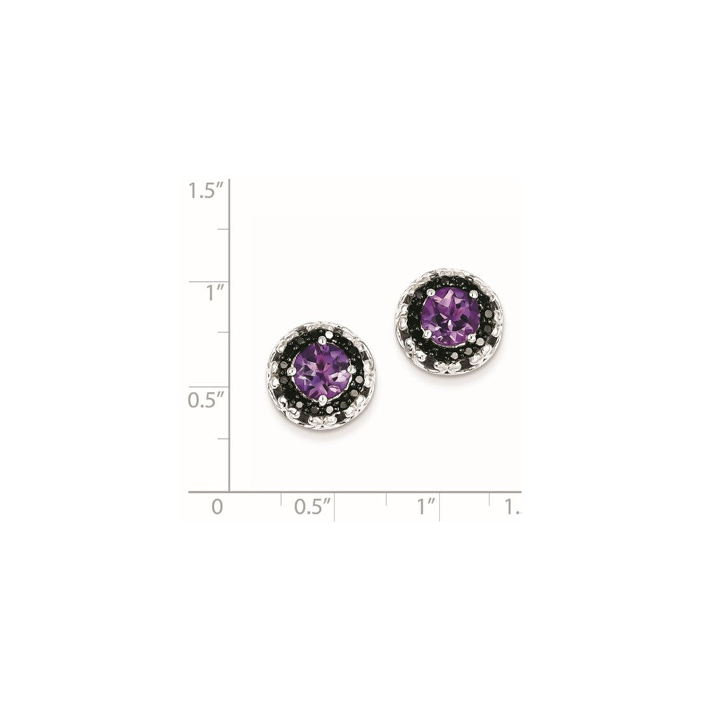 Sterling Silver Amethyst and Black Diamond Earrings
