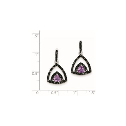 Sterling Silver Amethyst and Black Diamond Earrings