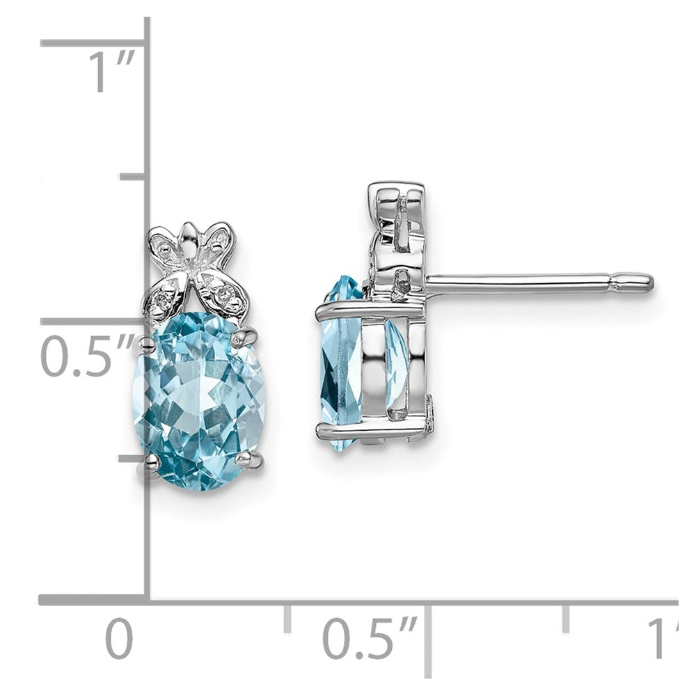 Sterling Silver Rhodium Plated Diamond u0026 Lt Swiss Blue Topaz Earrings