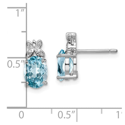 Sterling Silver Rhodium Plated Diamond u0026 Lt Swiss Blue Topaz Earrings