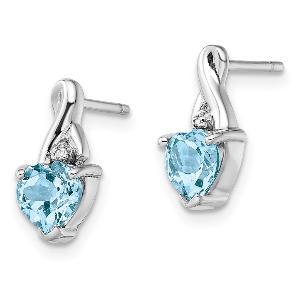 Sterling Silver Rhodium Plated Diamond u0026 Lt Swiss BT Heart Earrings