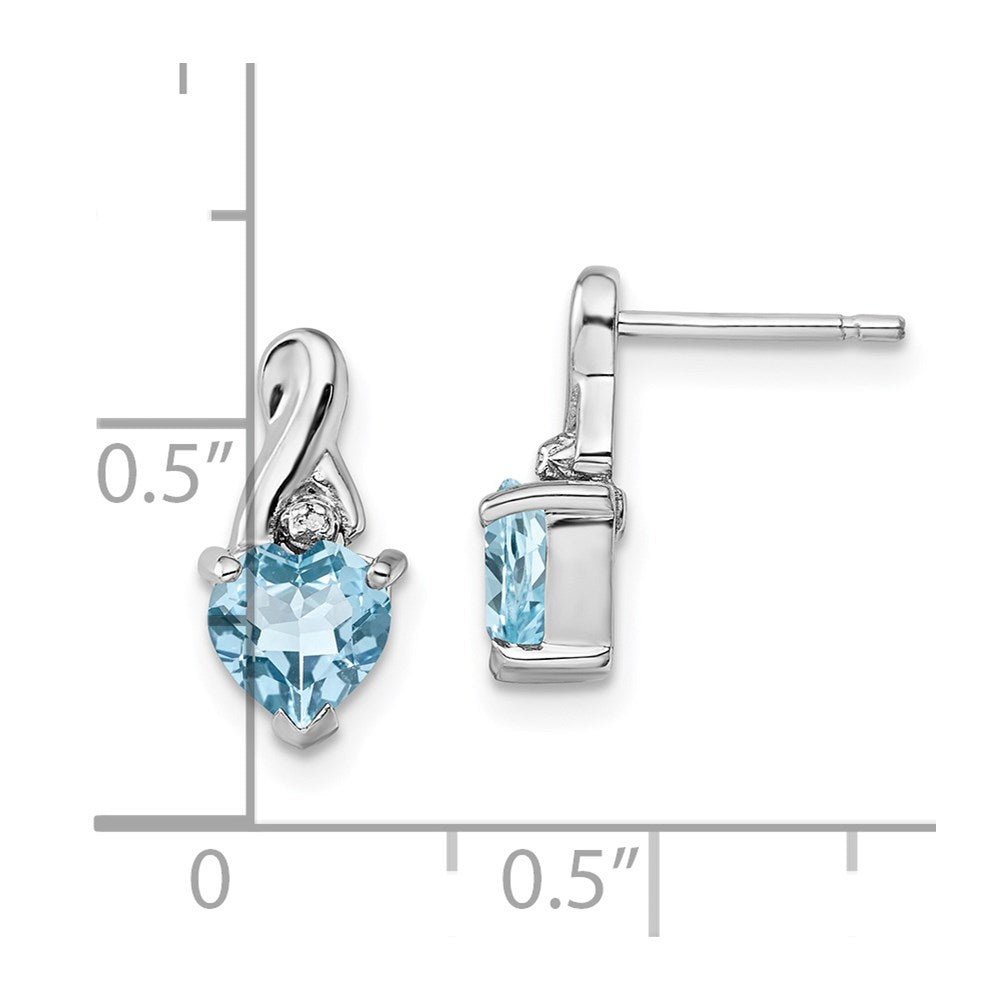 Sterling Silver Rhodium Plated Diamond u0026 Lt Swiss BT Heart Earrings