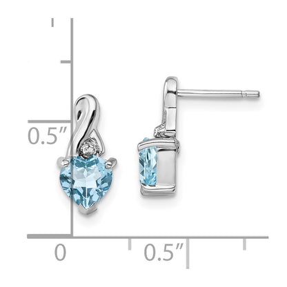 Sterling Silver Rhodium Plated Diamond u0026 Lt Swiss BT Heart Earrings
