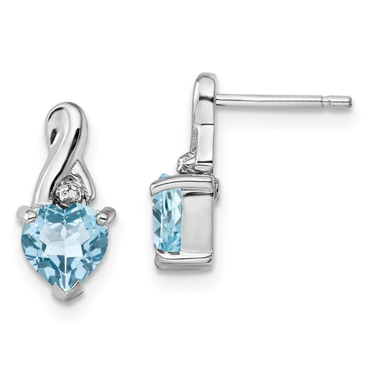 Sterling Silver Rhodium Plated Diamond u0026 Lt Swiss BT Heart Earrings