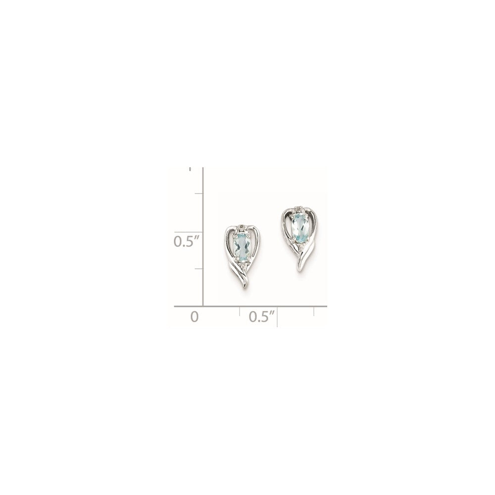 Sterling Silver Rhodium Plated Diamond u0026 Sky Blue Topaz Post Earrings