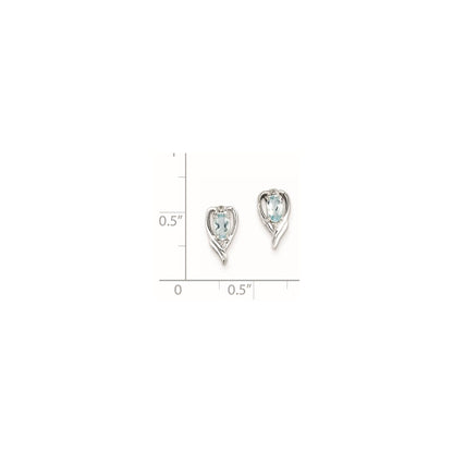 Sterling Silver Rhodium Plated Diamond u0026 Sky Blue Topaz Post Earrings