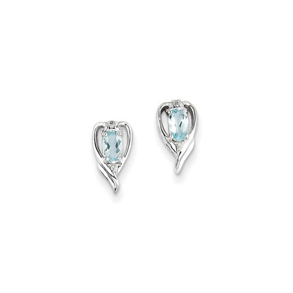 Sterling Silver Rhodium Plated Diamond u0026 Sky Blue Topaz Post Earrings