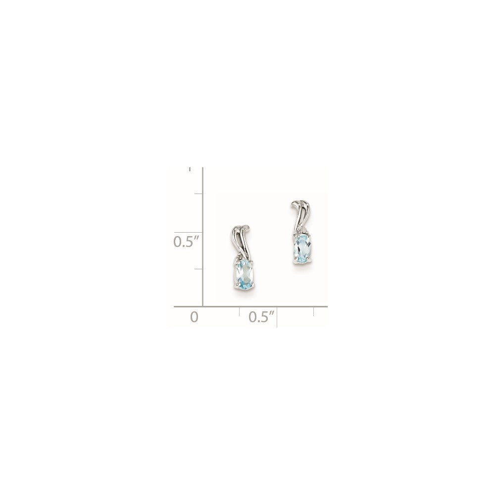 Sterling Silver Rhodium Plated Diamond u0026 Sky Blue Topaz Oval Earrings