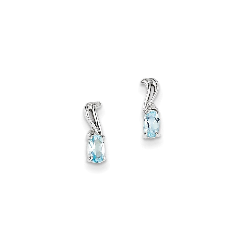 Sterling Silver Rhodium Plated Diamond u0026 Sky Blue Topaz Oval Earrings