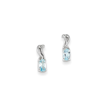 Sterling Silver Rhodium Plated Diamond u0026 Sky Blue Topaz Oval Earrings