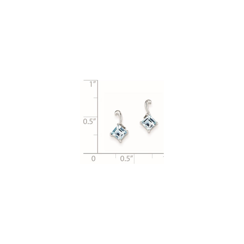 Sterling Silver Rhodium Plated Diamond u0026 Sky Blue Topaz Square Post Earring