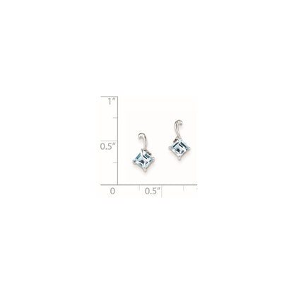 Sterling Silver Rhodium Plated Diamond u0026 Sky Blue Topaz Square Post Earring