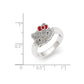 Sterling Silver Hello Kitty Diamond Collection Red Enamel Accent Ring