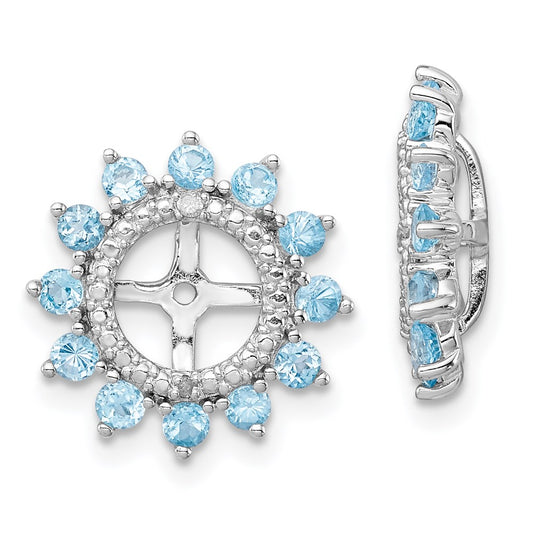 Sterling Silver Rhodium Diamond u0026 Swiss Blue Topaz Earring Jacket
