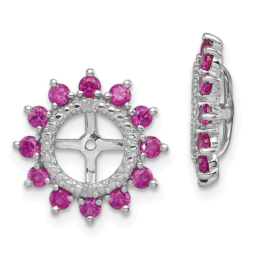 Sterling Silver Rhodium Diamond u0026 Created Ruby Earring Jacket