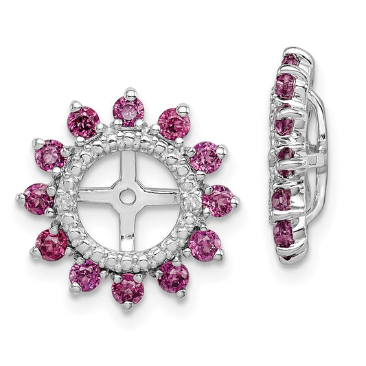 Sterling Silver Rhodium Diamond u0026 Rhodolite Garnet Earring Jacket