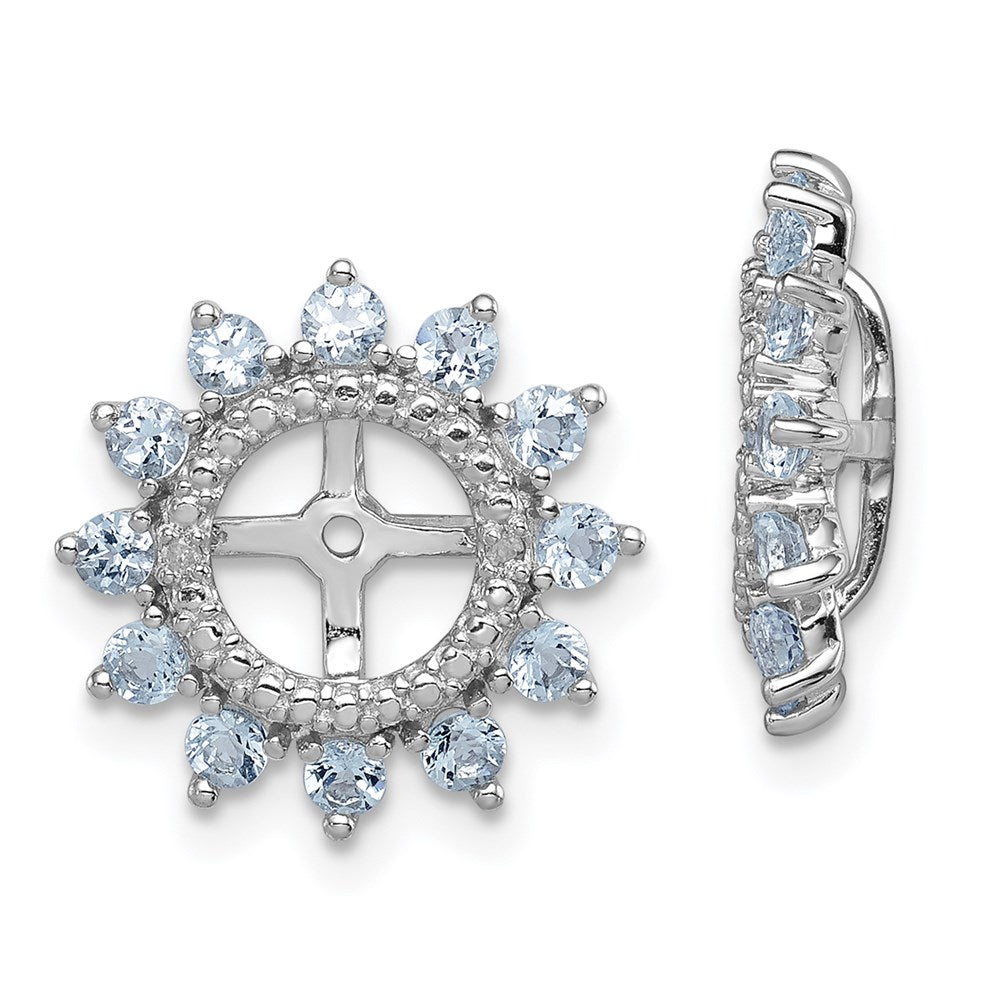 Sterling Silver Rhodium Diamond u0026 Aquamarine Earring Jacket