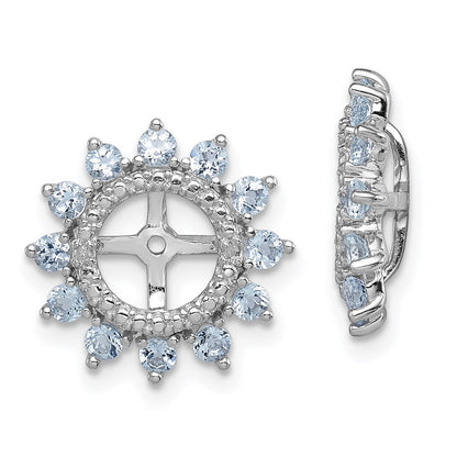 Sterling Silver Rhodium Diamond u0026 Aquamarine Earring Jacket