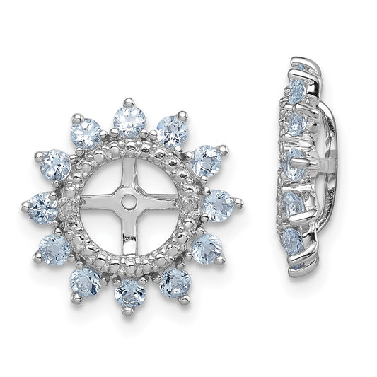 Sterling Silver Rhodium Diamond u0026 Aquamarine Earring Jacket