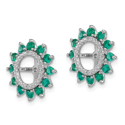 Sterling Silver Rhodium Diamond u0026 Created Emerald Earring Jacket