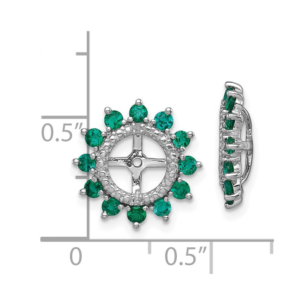 Sterling Silver Rhodium Diamond u0026 Created Emerald Earring Jacket