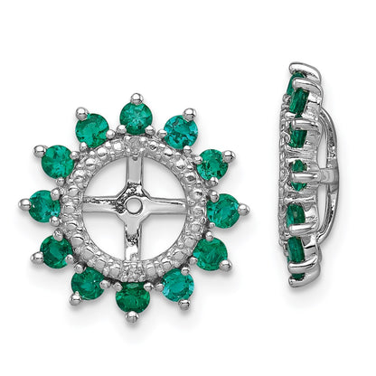 Sterling Silver Rhodium Diamond u0026 Created Emerald Earring Jacket