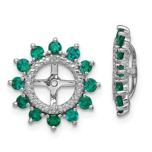 Sterling Silver Rhodium Diamond u0026 Created Emerald Earring Jacket