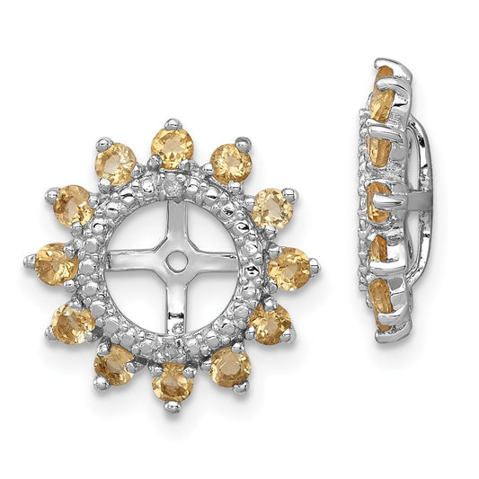 Sterling Silver Rhodium Diamond u0026 Citrine Earring Jacket