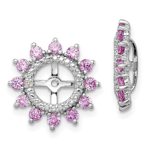 Sterling Silver Rhodium Diamond u0026 Created Pink Sapphire Earring Jacket