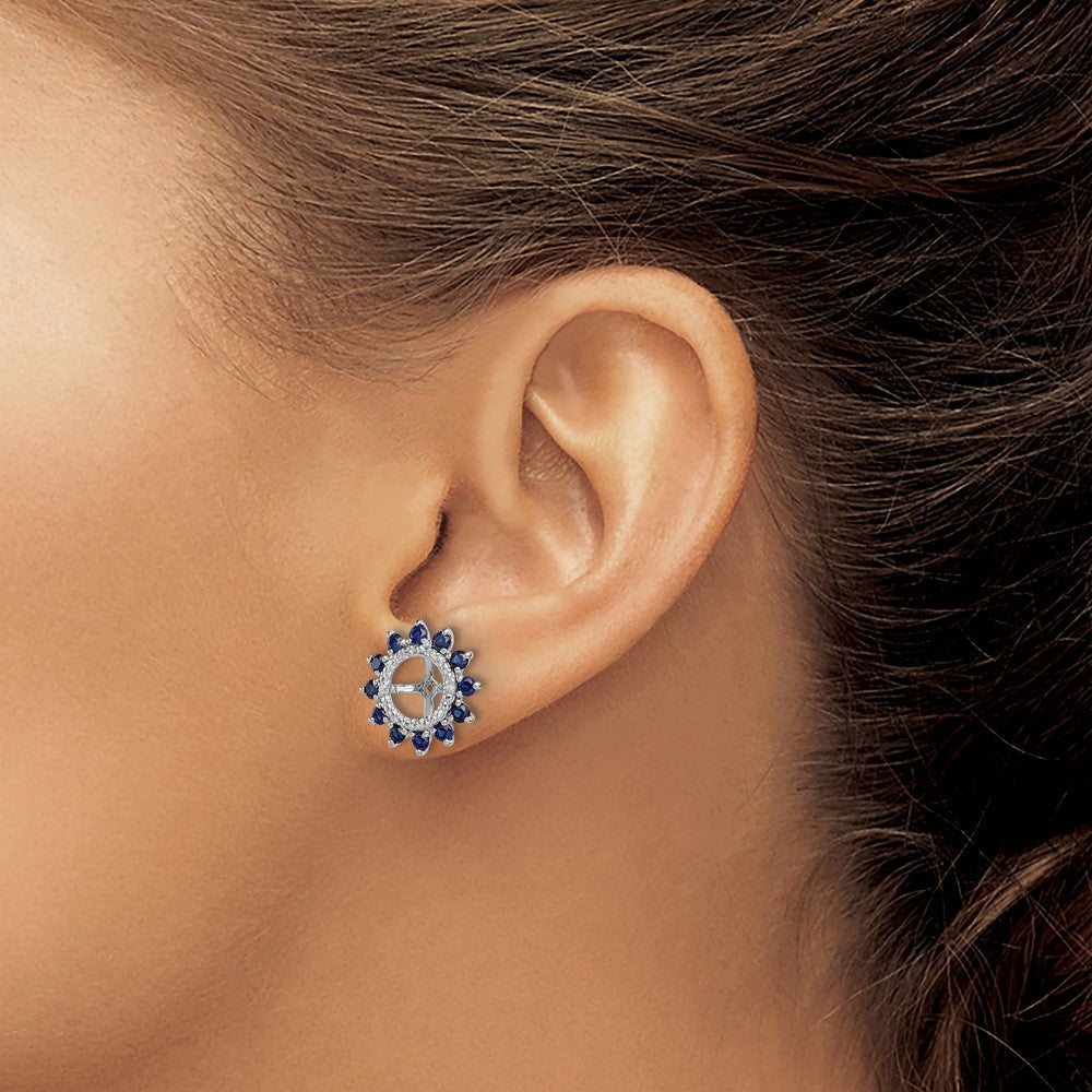 Sterling Silver Rhodium Diamond u0026 Created Sapphire Earring Jacket