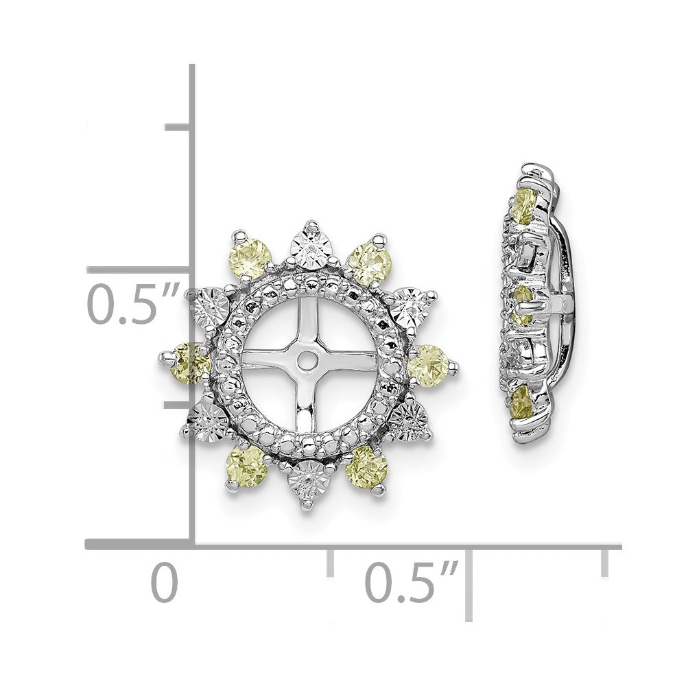 Sterling Silver Rhodium Peridot Earring Jacket