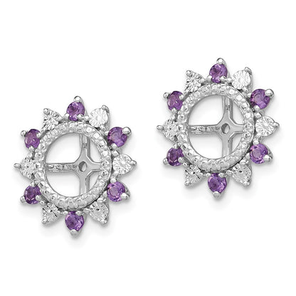Sterling Silver Rhodium Amethyst Earring Jacket