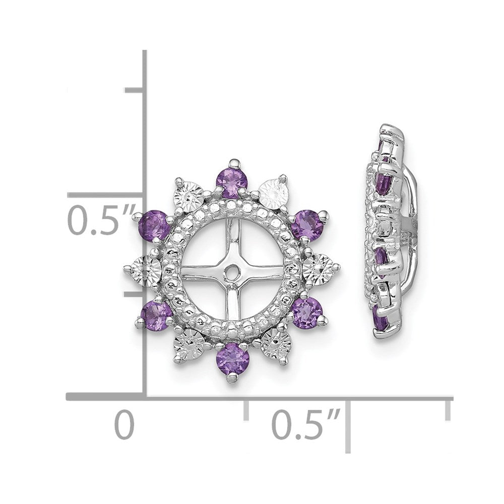 Sterling Silver Rhodium Amethyst Earring Jacket