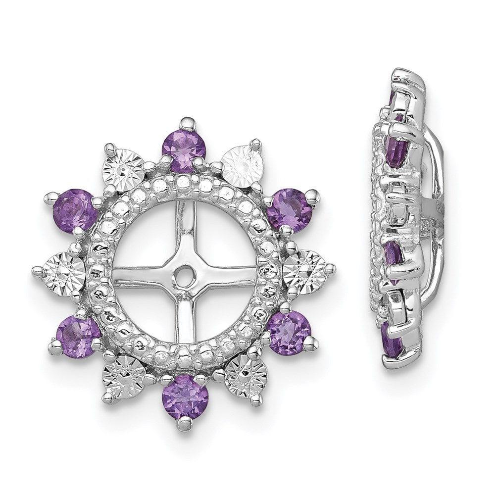 Sterling Silver Rhodium Amethyst Earring Jacket
