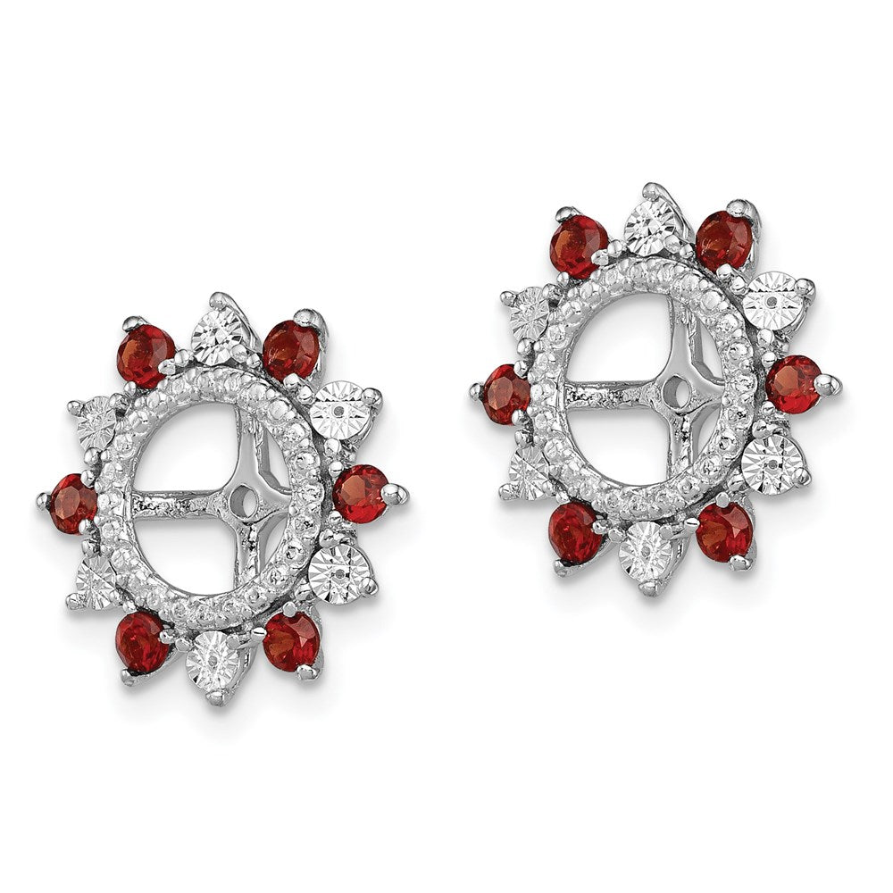 Sterling Silver Rhodium Garnet Earring Jacket