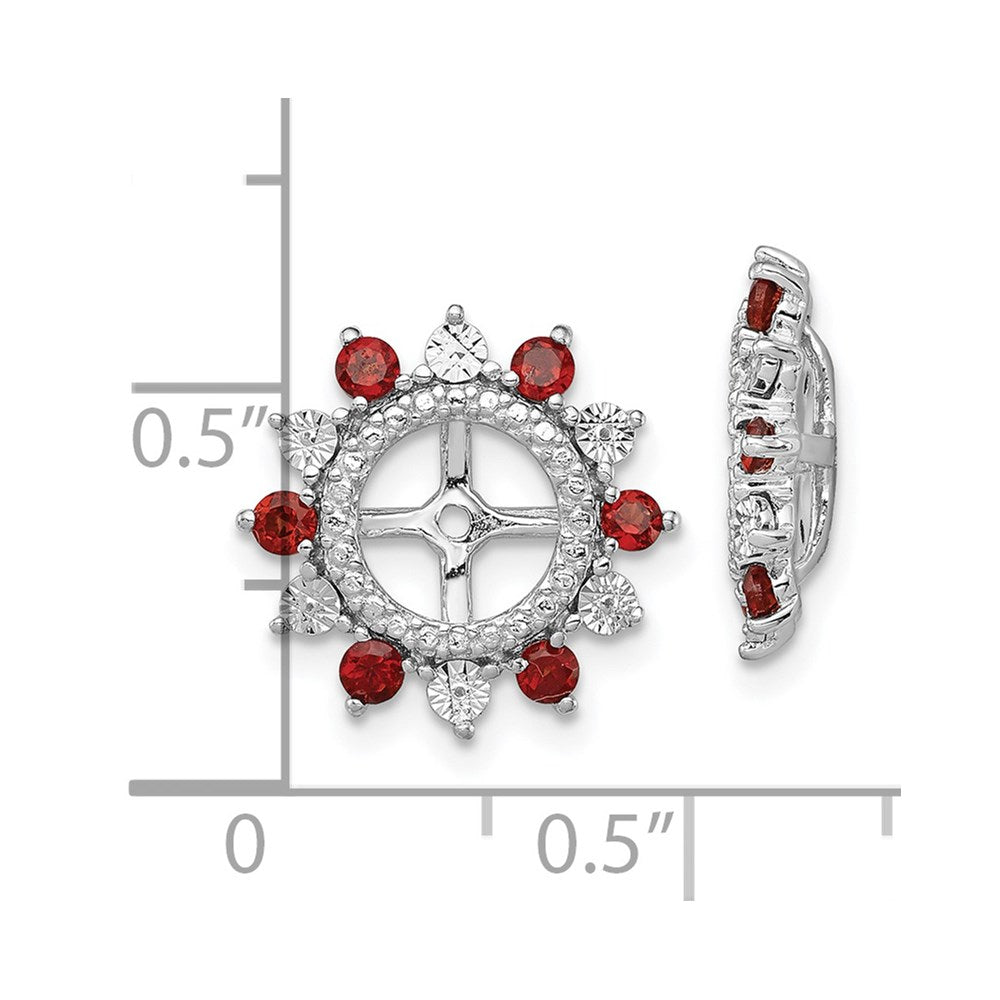 Sterling Silver Rhodium Garnet Earring Jacket
