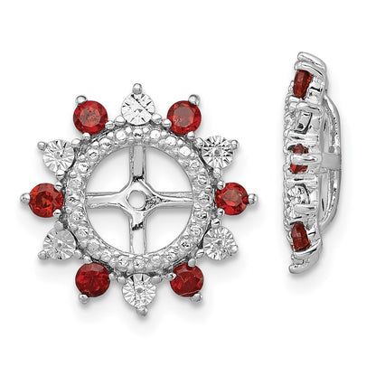 Sterling Silver Rhodium Garnet Earring Jacket